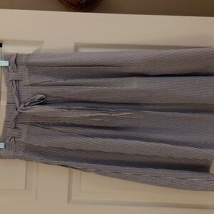 MAX STUDIO Blue and White Striped Midi Skirt